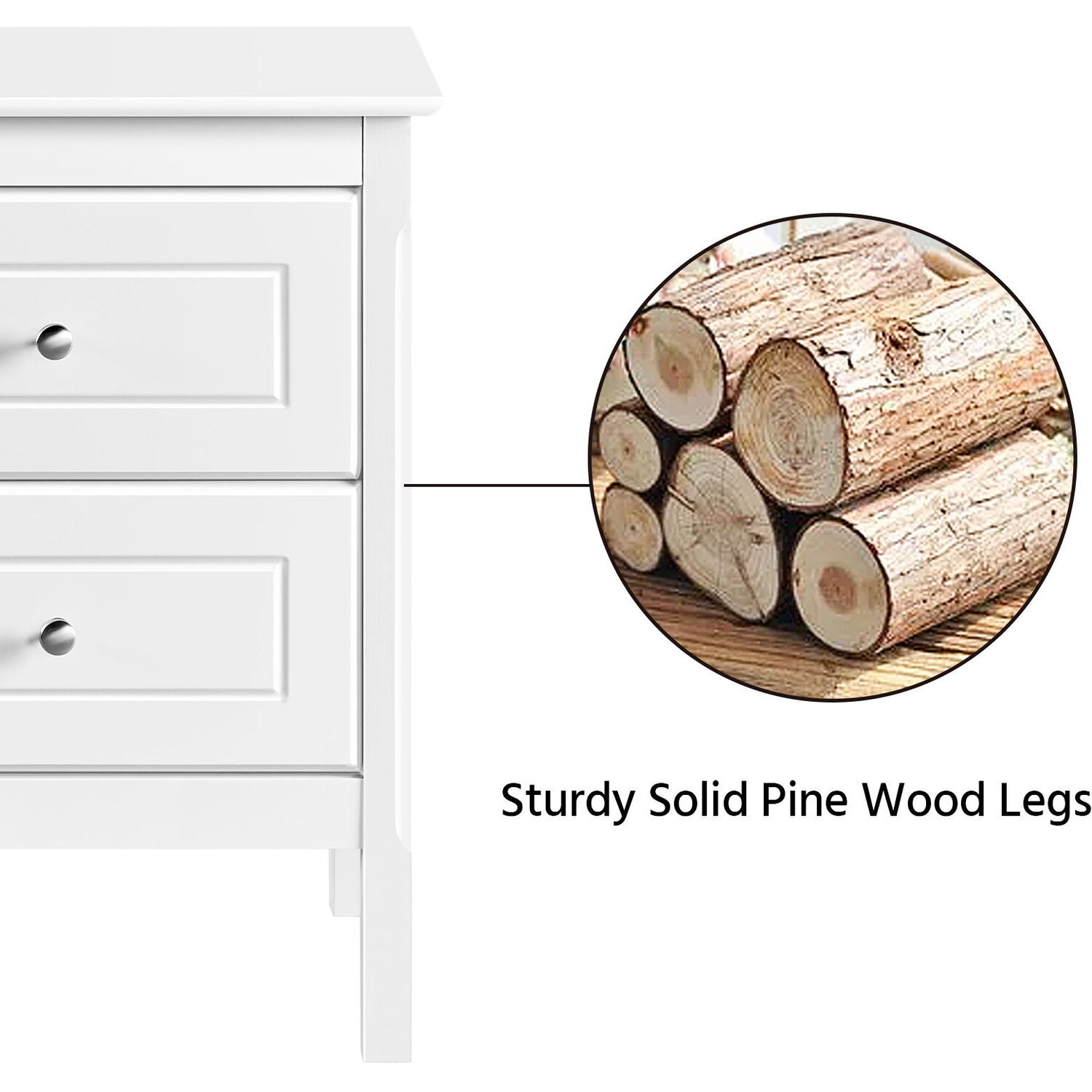 2-drawer Bedside Table - White