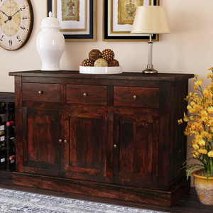 Maharani Dark Wood 3 Door and 3 Drawers Large Sideboard
