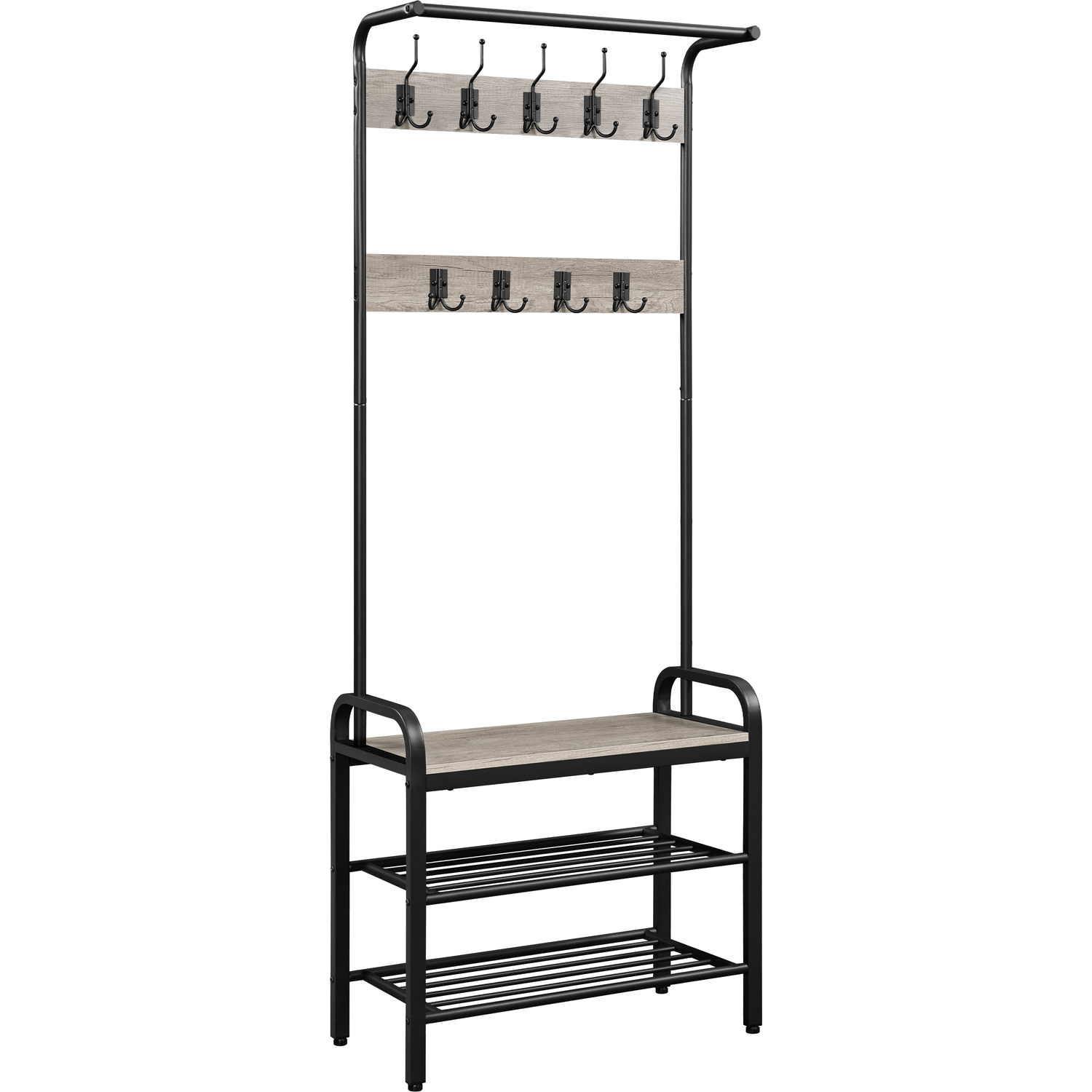 Yaheetech - Hall Tree with Bench and Shoe Storage - Grey thumbnail