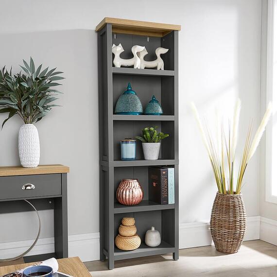 Home Source Avon 5 Tier Tall Bookcase Shelving Unit 36mm Top