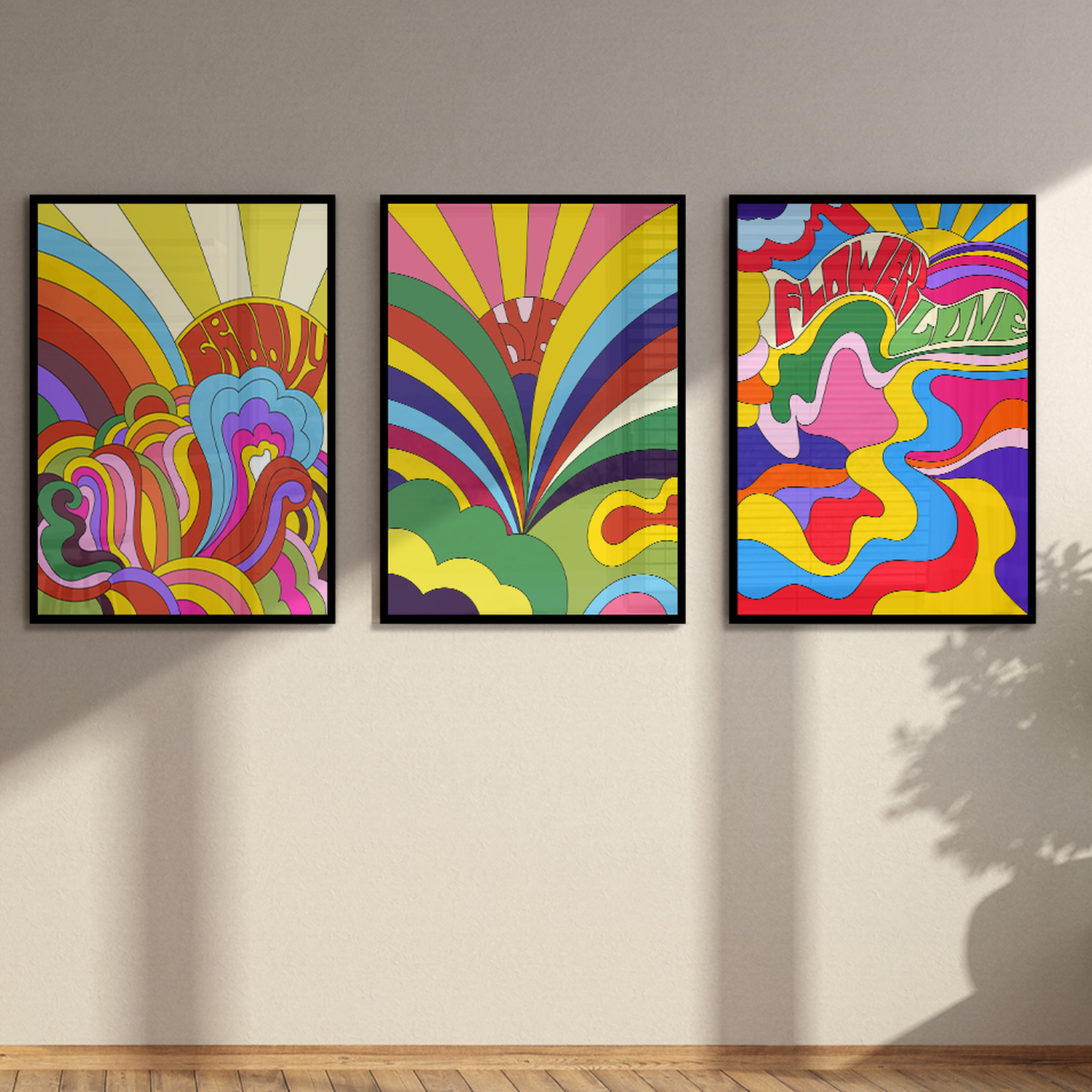 Wallart-Direct - Love Retro Art Framed Print Set - Black / A4 thumbnail