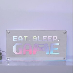 Eat Sleep Game Neon Block Light