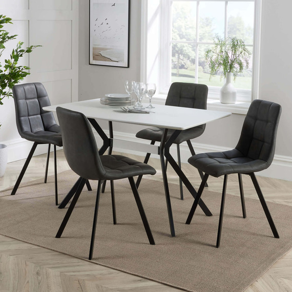 Home Source Luxor Dining Set with 4 Grey Leia Chairs