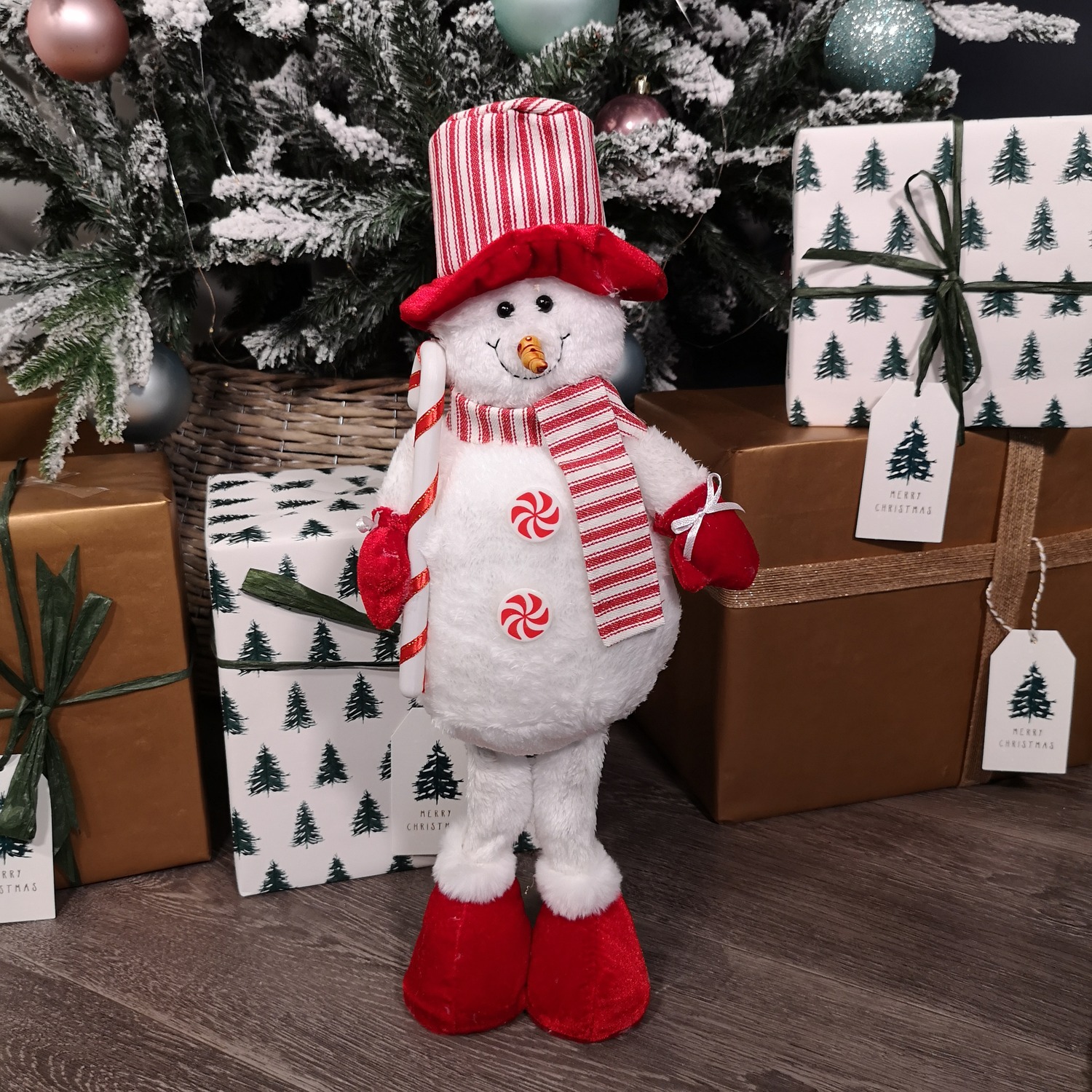 STARLIGHT TRADING BLACK PLAID TUQUE STANDING SNOWMAN - #DM1046B main image 1