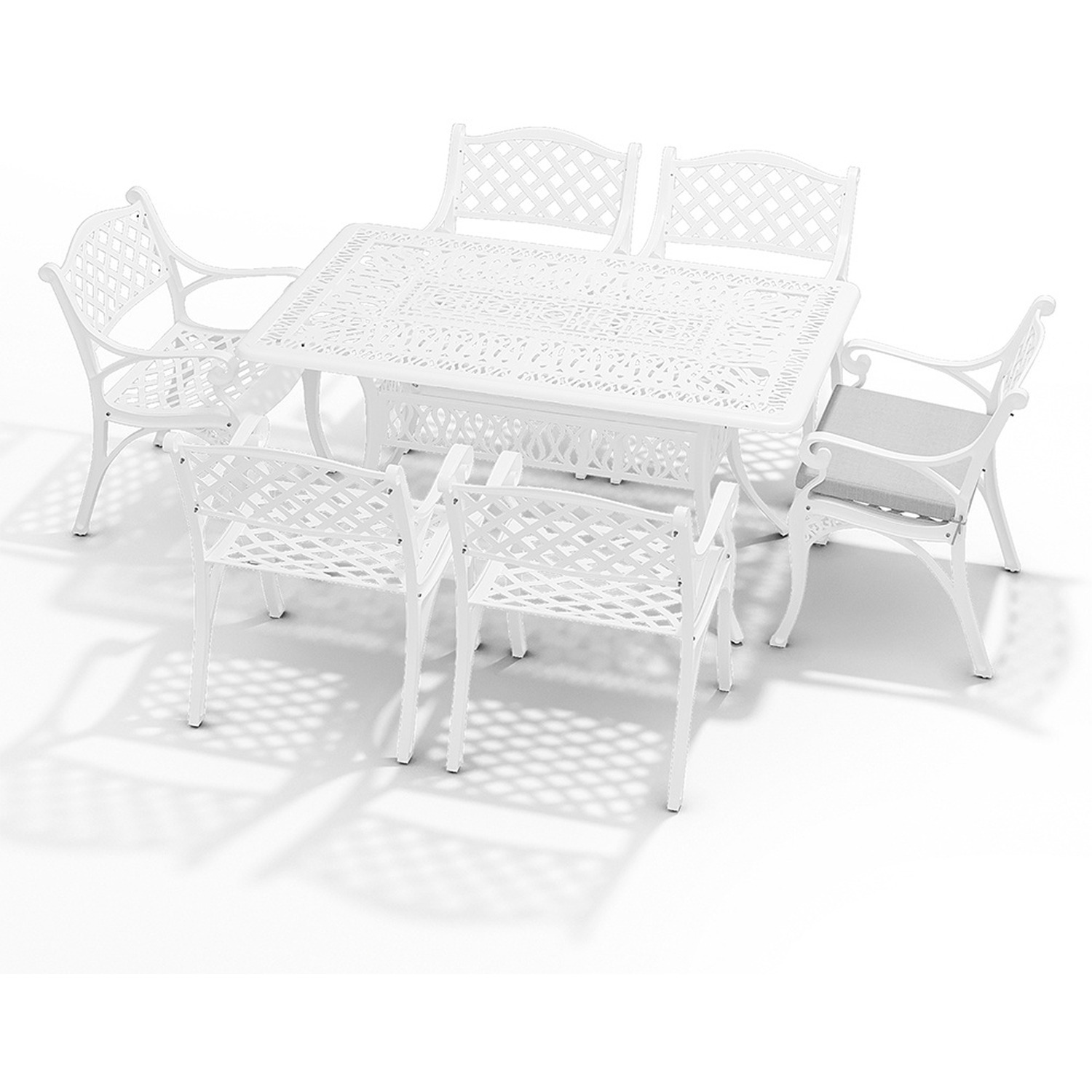6-seater Retro Garden Patio Chair And Table Set With Cushions - Beige