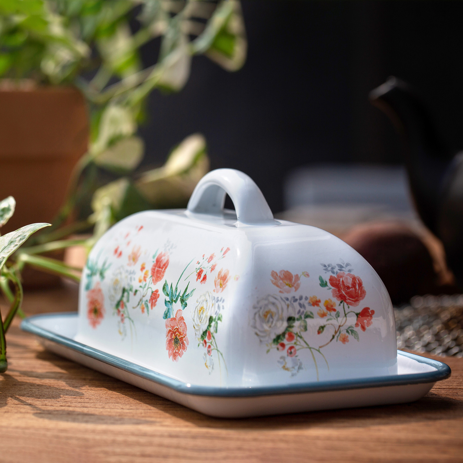 Image of Enamel Butter Dish with Lid -&hellip;