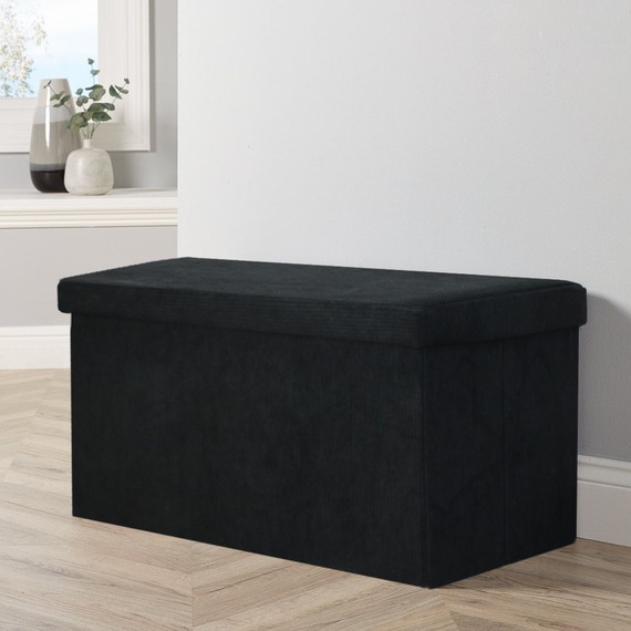 Home Source Rectangular Corduroy Folding Ottoman