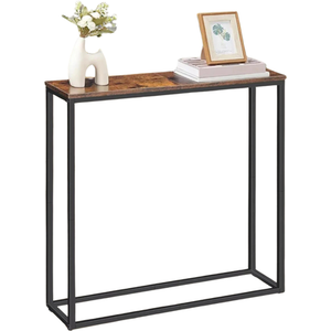 Industrial Square Metal Hallway Console Table Rustic Brown
