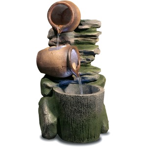 Cascading Honey Pots Barrel Design Water Feature with Lights