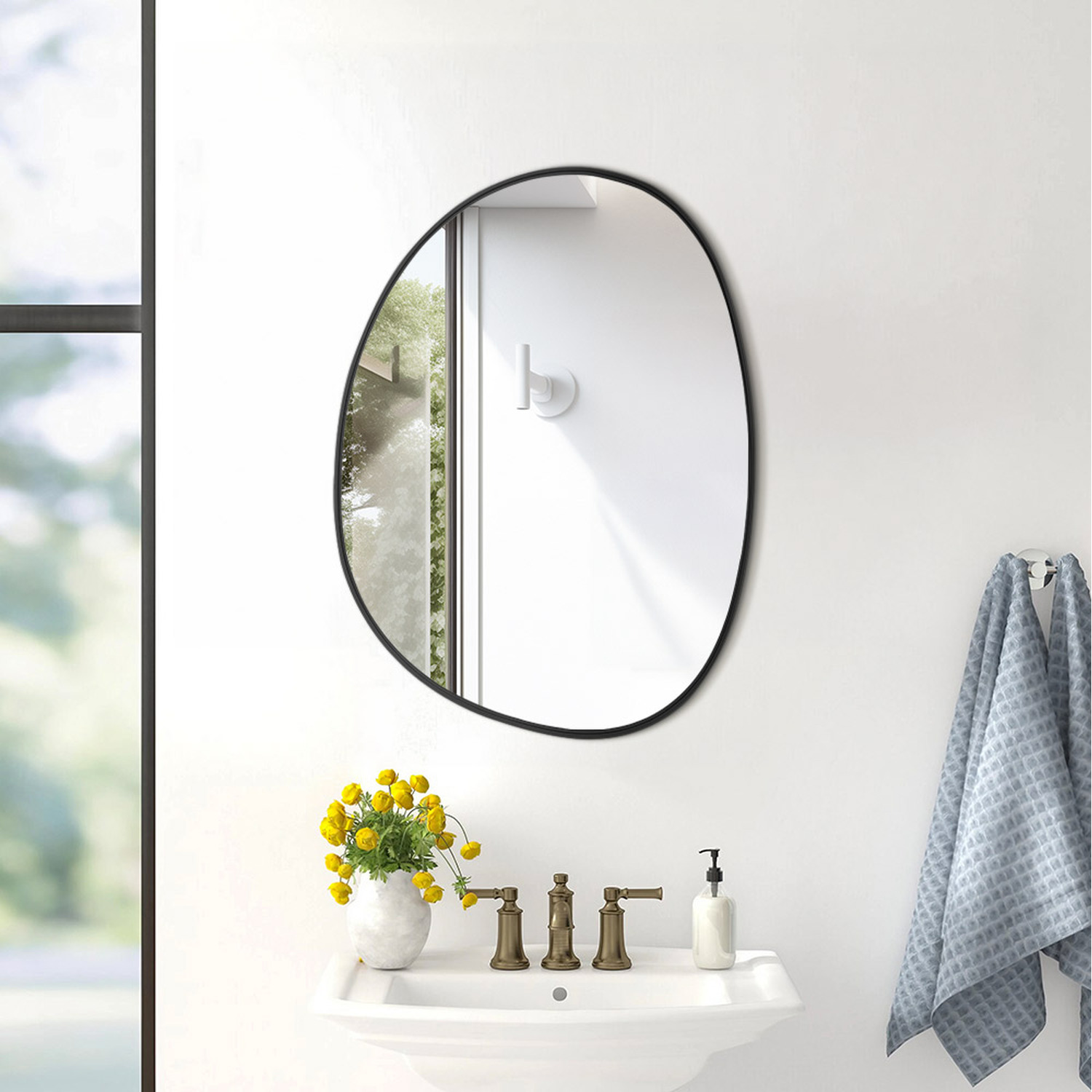 Image of Irregular Wall Mirror with Metal Frame&hellip;