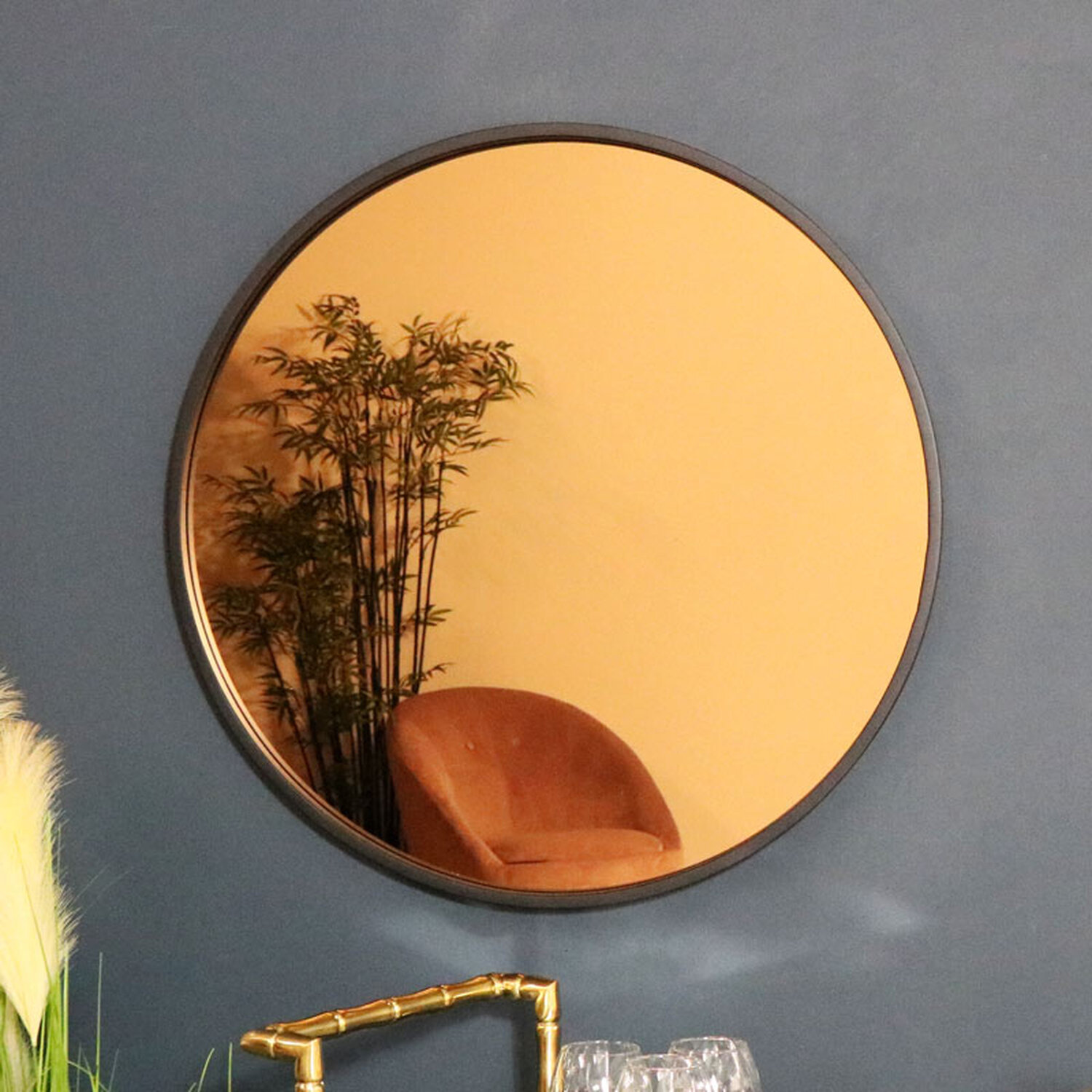 Image of Round Smoked Copper Wall Mirror 80cm&hellip;