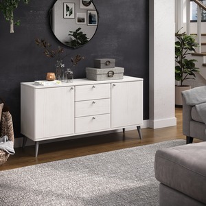 Augusta Curve White 2 Door 3 Drawer Sideboard