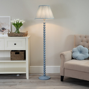 Bobbins Floor Lamp with Tapered Pleated Shade and LED Bulb