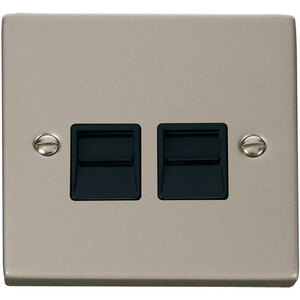 Pearl Nickel Master Telephone Twin Socket