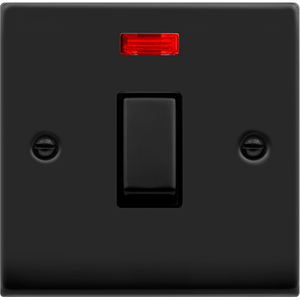 Matt Black 1 Gang 20A Ingot DP Switch With Neon