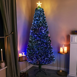 Fibre Optic Green Christmas Tree with Multi-Coloured Fibre Optics