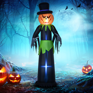 Outsunny 8FT Halloween Inflatable Pumpkin Ghost with LED Display