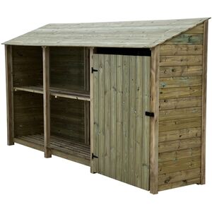 Triple Bay Premium Tongue And Groove Log and Tool Storage With Shelf