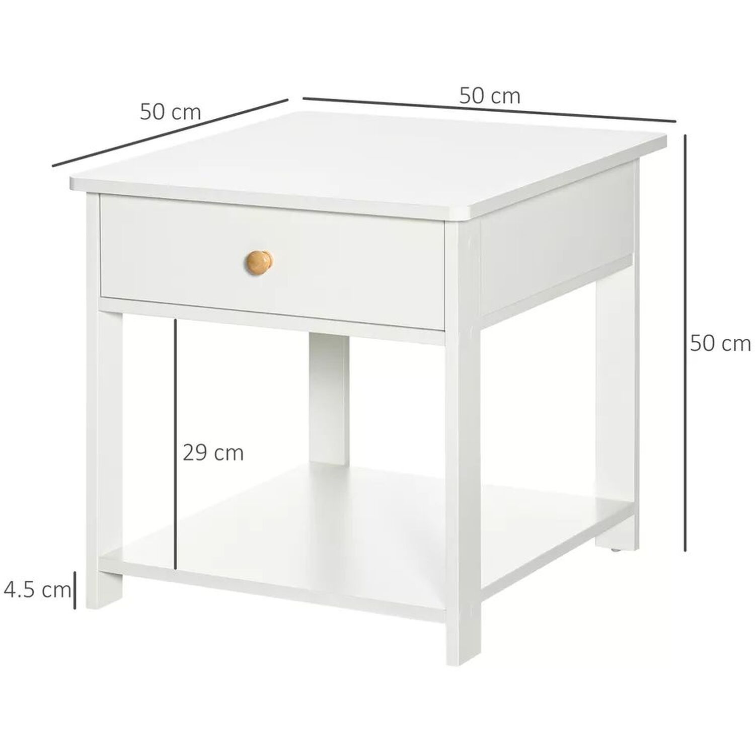 2 Modern Bedside Tables With Storage Drawer - White