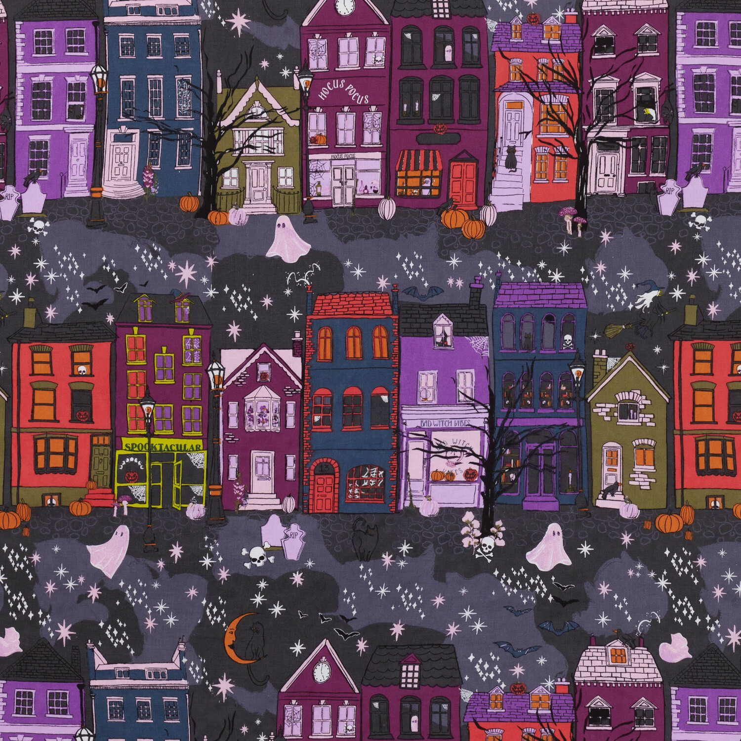 Creepy Town Reversible Duvet Cover Set - Charcoal