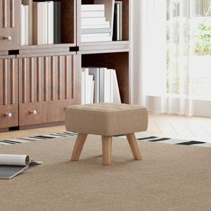 HOMCOM Tufted Fabric Foot Stool with Rubber Wood Legs