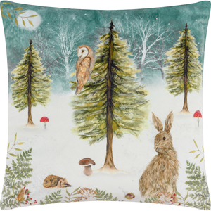 Christmas Owl Velvet Feather Filled Cushion