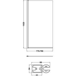 1700mm Acrylic Bath Bundle, Single End Round Tub, Panel, Square Screen