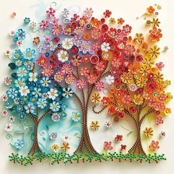 Floral Trees Diamond Painting Kit