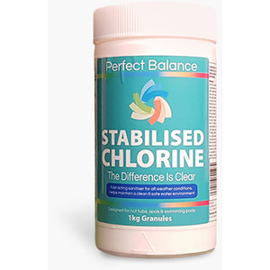 White Perfect Balance Stabilised Chlorine Granules 1KG shot 7371050