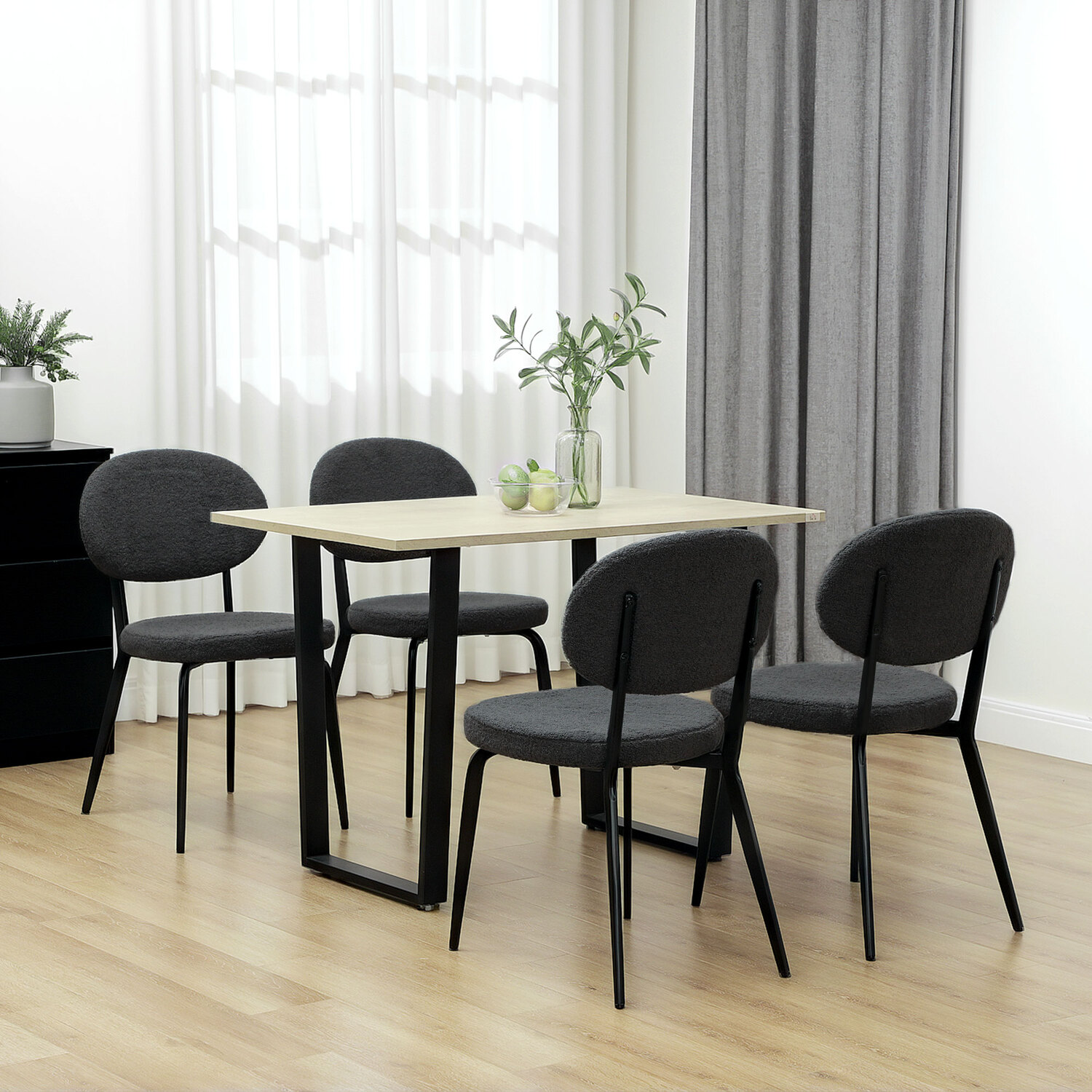 HOMCOM Modern Boucle Dining Chairs Set of 4 for Kitchen