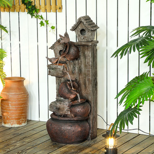 Outsunny 2-in-1 Waterfall Fountain with Birdhouse