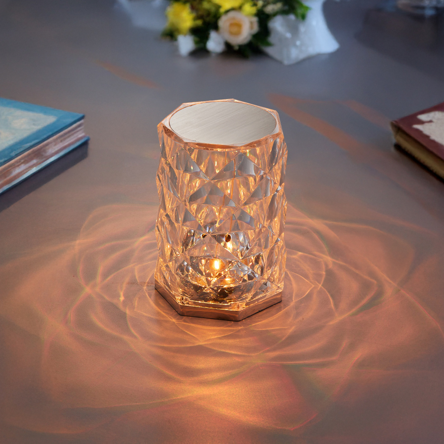 Lifeideas Rose Effect Dimmable LED Table Lamp - Transparent / 12.5cm