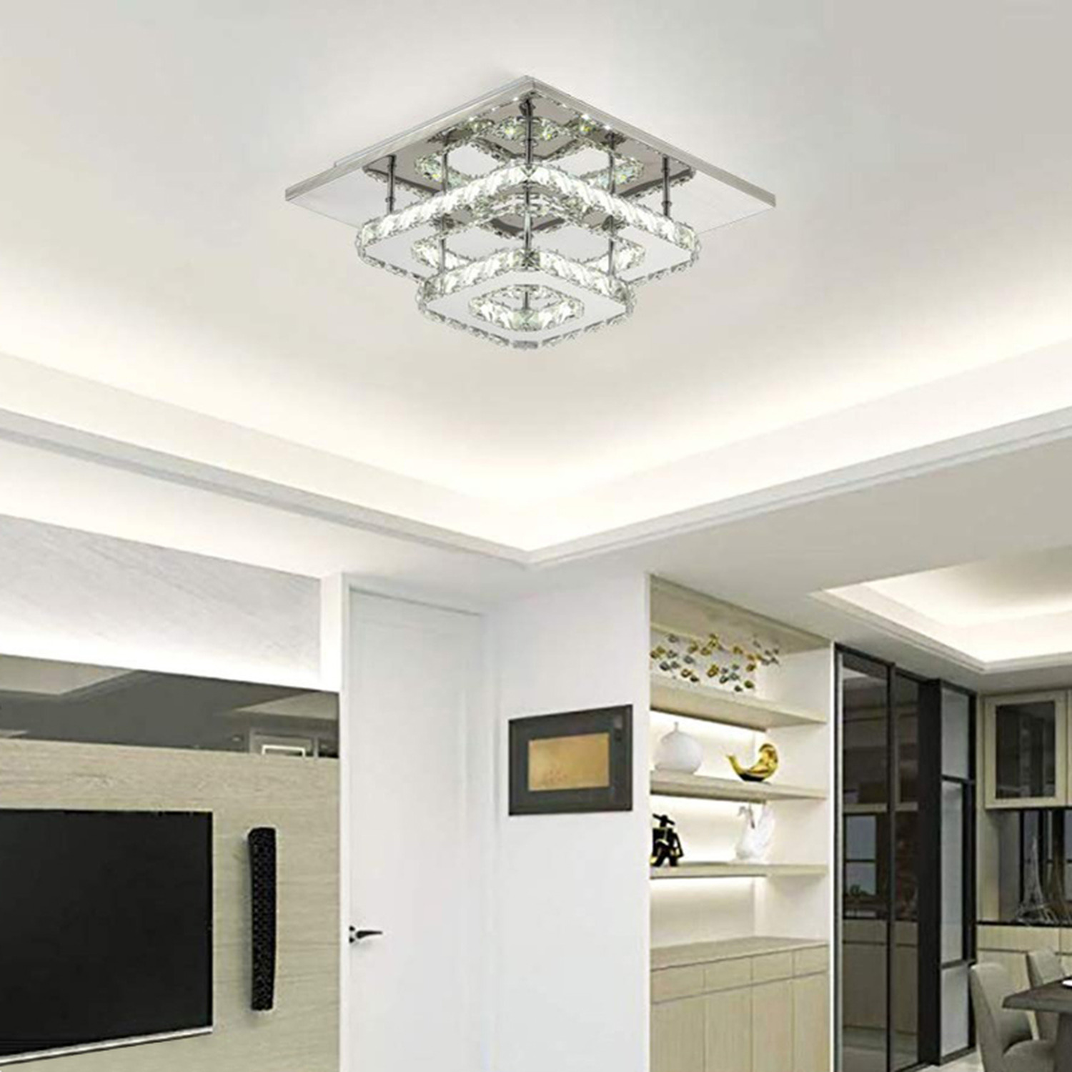 Double-tiers Crystal LED Ceiling Light - Dimmable