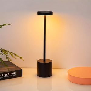 Rechargeable Tri-Color Table Lamp with Cylindrical Base