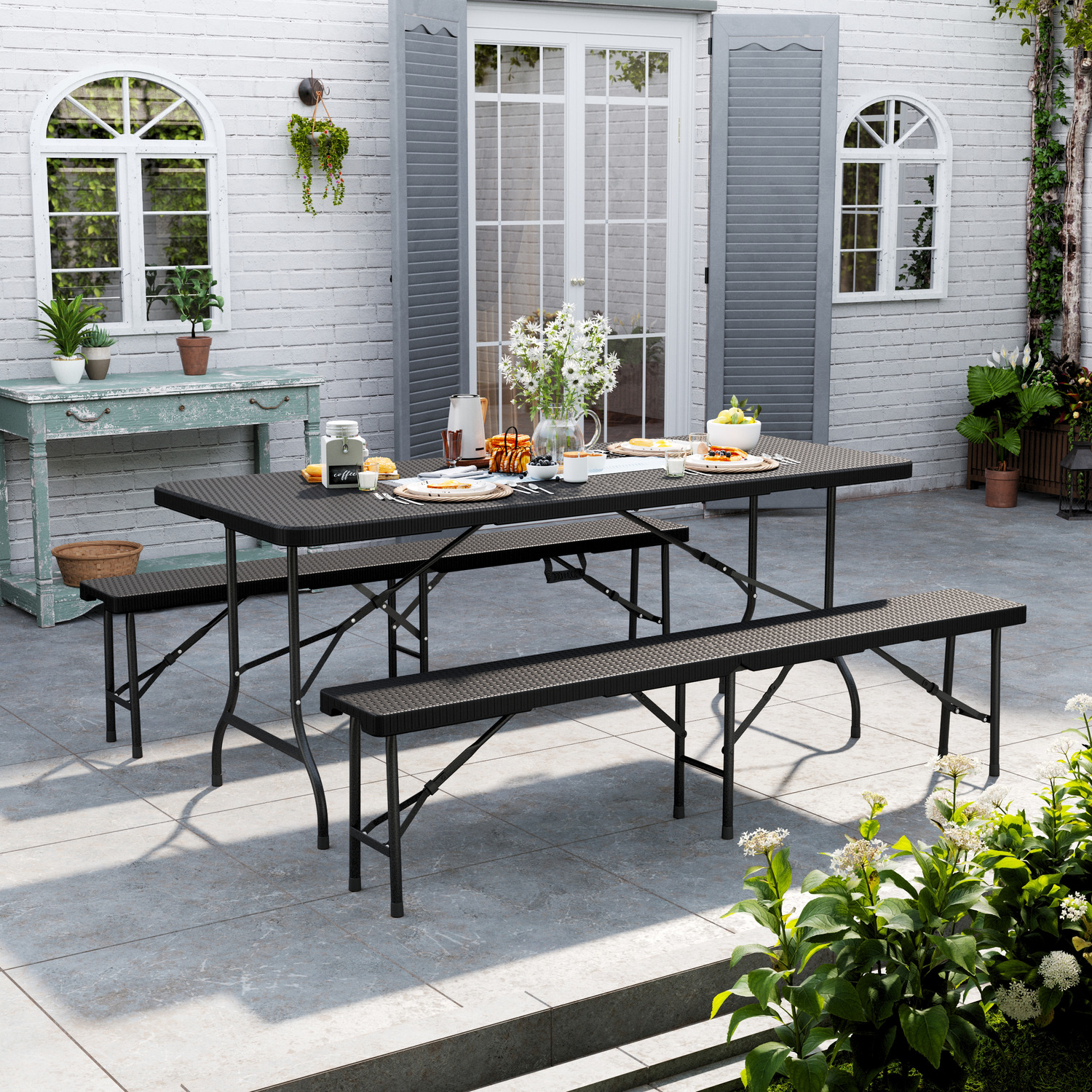 Image of Outdoor Foldable Camping Table Bench Set&hellip;