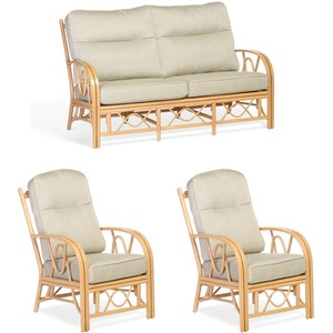Bali Light Oak 3 Seater Suite in Roma Sage