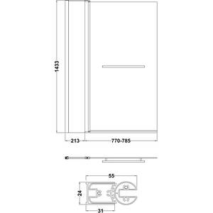 Square Bathtub Front Panel and Fixed Screen Chrome