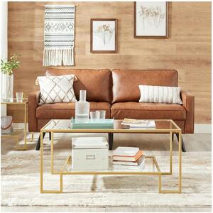 VASAGLE Glass Coffee Table with Storage