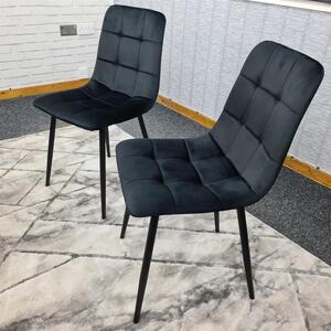 MDF Dining Set with Black Rocco Chairs  Tufted Velvet Bench