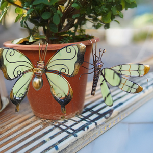 Glass Wing Glow in the Dark Dragonfly Butterfly Pot Hanger