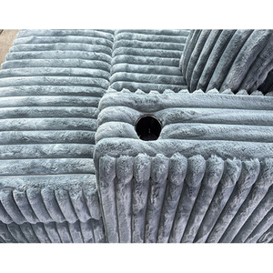 Grey LUXE Fabric Chunky Cord Sofa with 2 Footstool shot 10162171