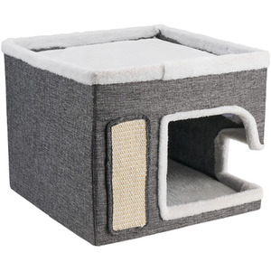 Cat House with Scratch Pad and Fluffy Ball