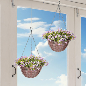 HOMCOM Artificial Flowers in Basket with 75 Leaves and 15 Flowers