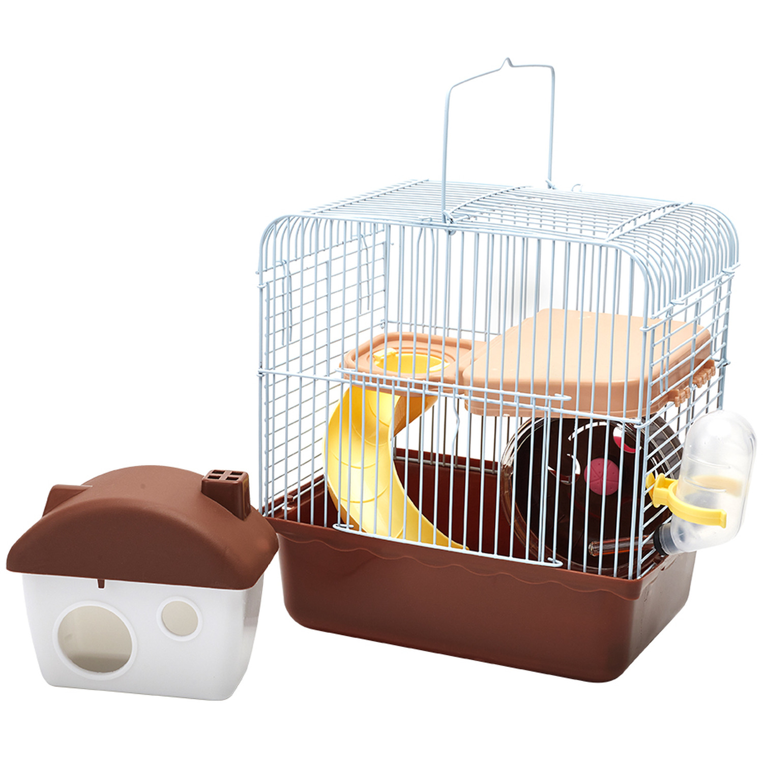 Image showcasing Hamster Cage with Wheel and Slide