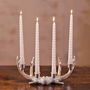 4pc White Twisted Taper Candle Set