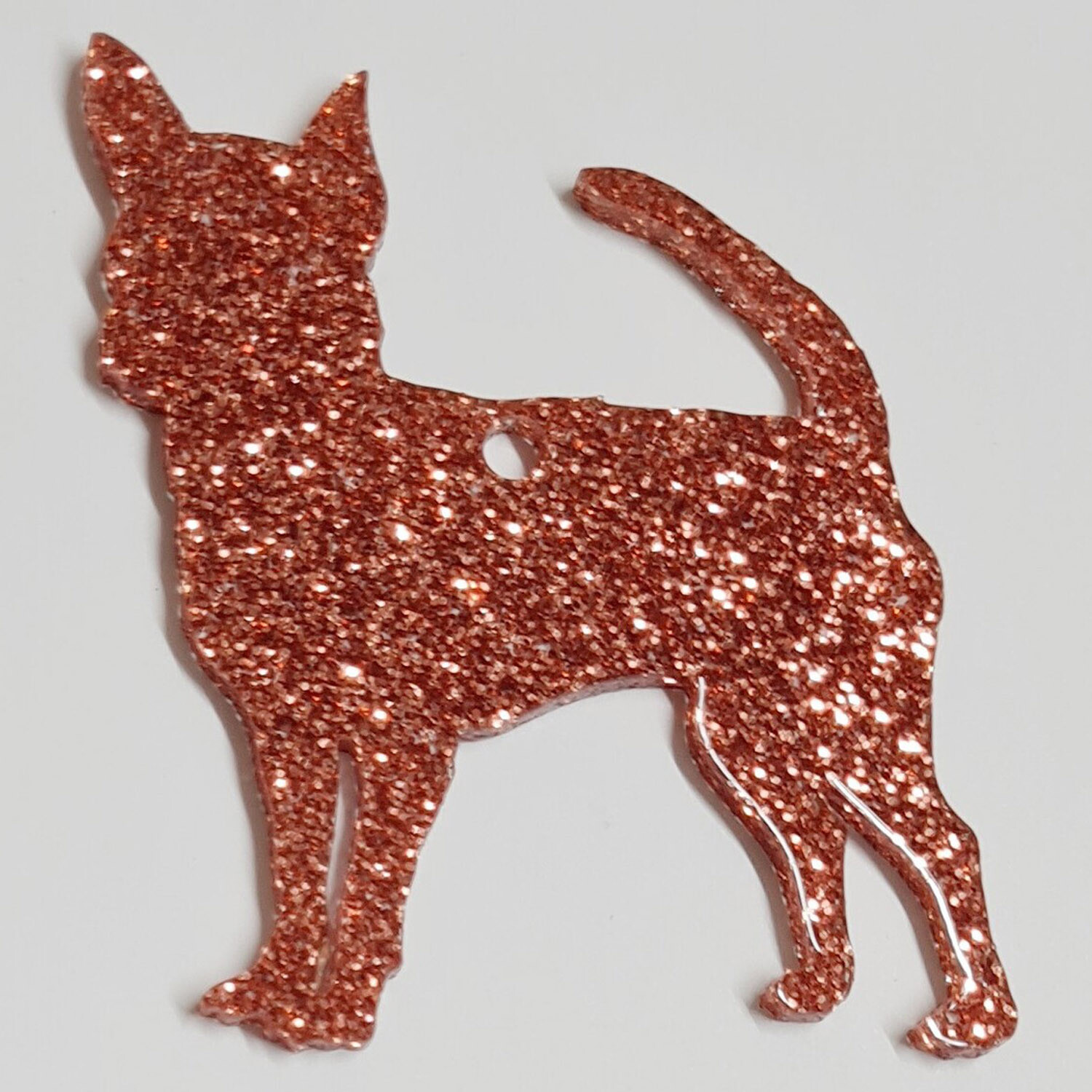 Glitter Chihuahua Style 1 Christmas Decoration - Rose Gold