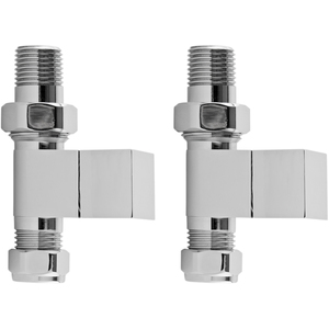 Straight Square Radiator Valves Sold in Pairs Chrome