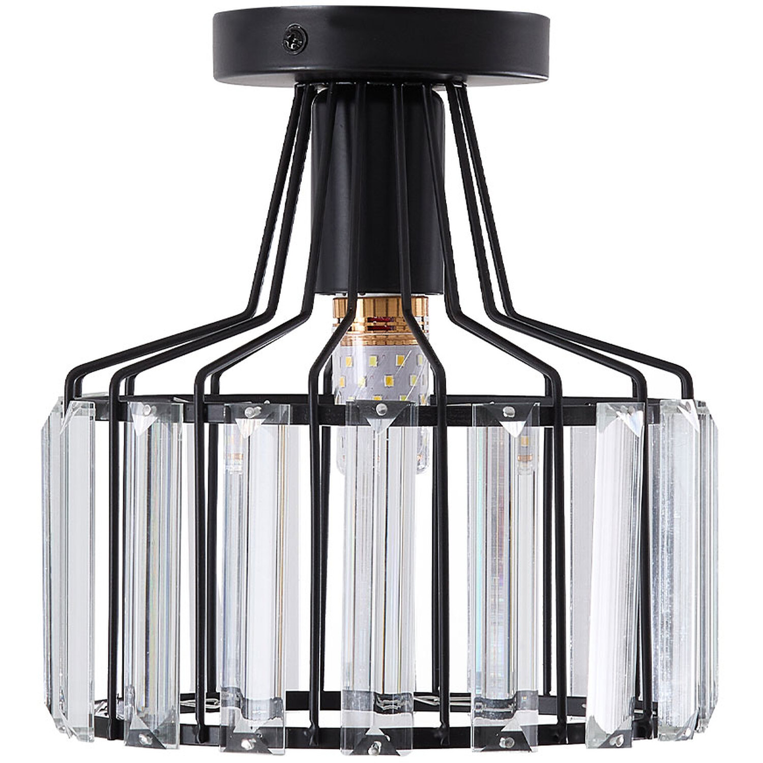 Livingandhome E27 Stylish Crystal Ceiling Light - Black