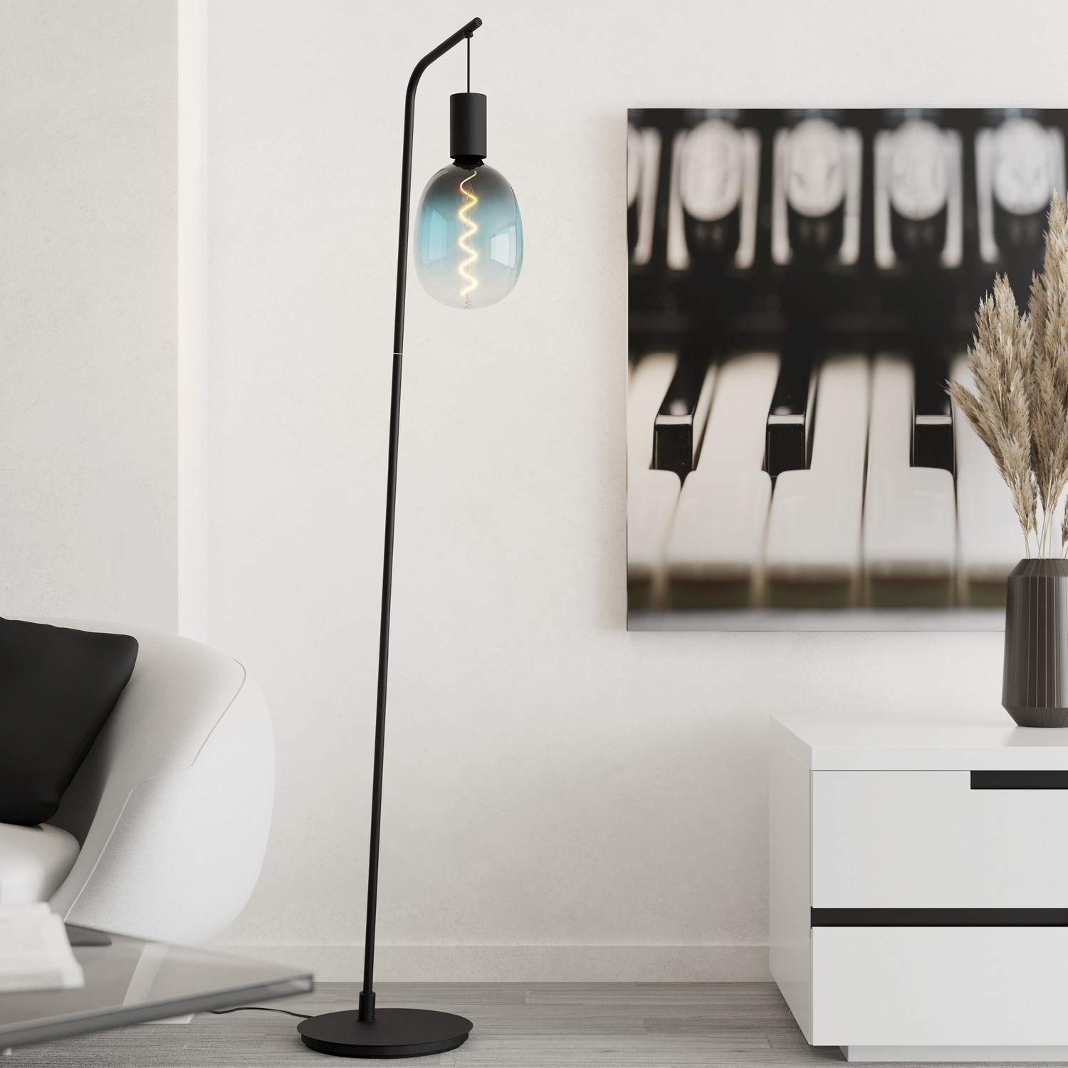 Image of EGLO Cranley Black Steel Floor Lamp&hellip;