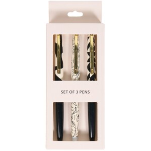 Pack of 3 Black and White Pens